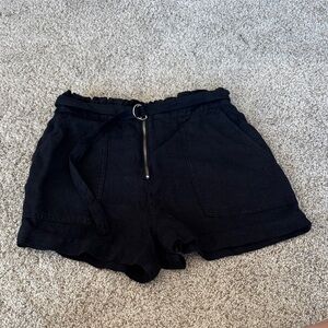 Bella Dahl Bohemian Black Linen Buckle Shorts size 28